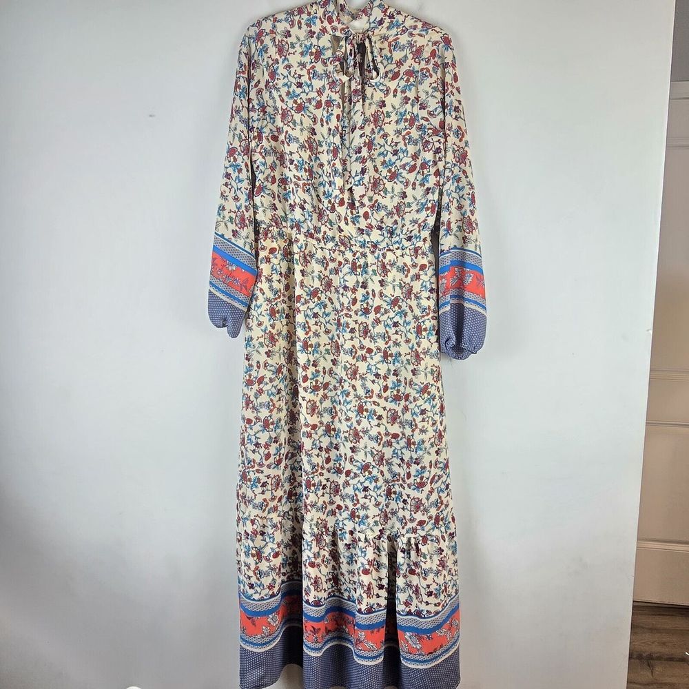 Hayden Los Angeles Woman's Dress Large Maxi‎ Long Sleeves Floral.E61